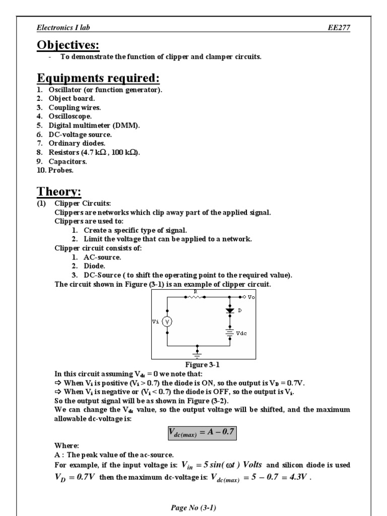 Clippers And Clampers Electromagnetism Electronics