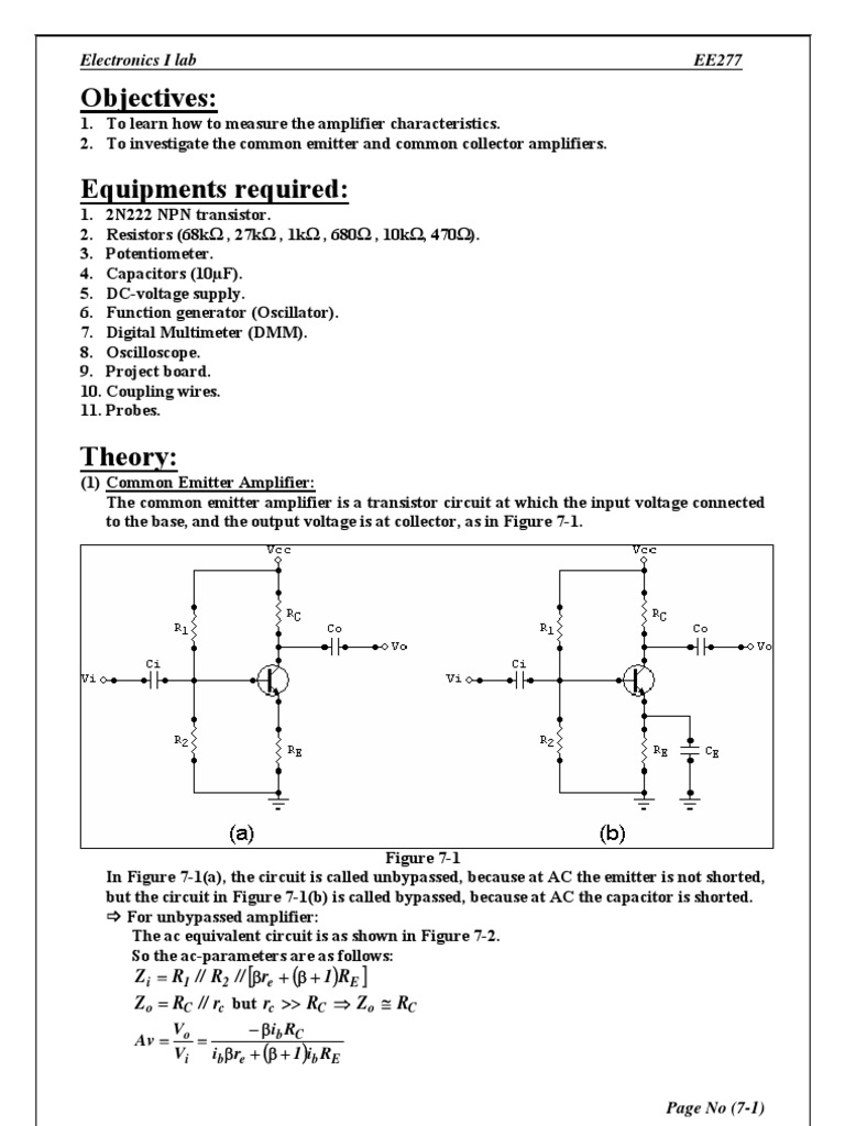 Common Emitter and Common Collector Amplifiers Amplifier Electrical