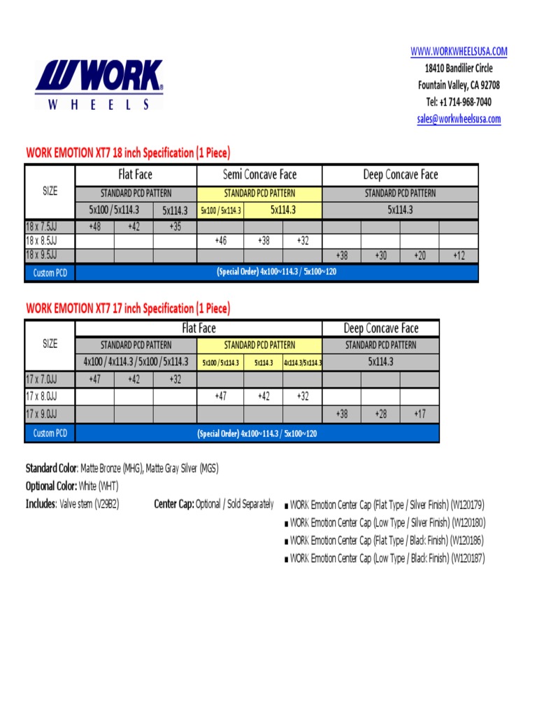 Work Emotion XT7 Wheel Specifications | PDF | Computers