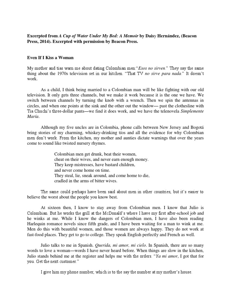 Excerpted From A Cup Of Water Under My Bed A Memoir By Daisy Hernandez Beacon Press 14 Excerpted With Permission By Beacon Press Pdf Human Sexuality
