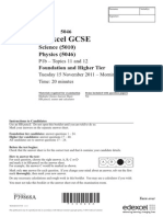 Edexcel GCSE: Science (5010) Physics (5046)