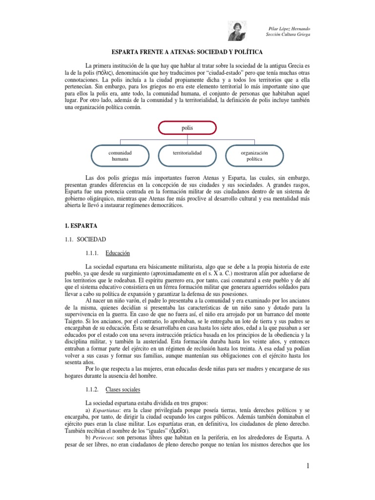 Sociedad y política en Esparta y Atenas | PDF | Esparta | Antigua Grecia