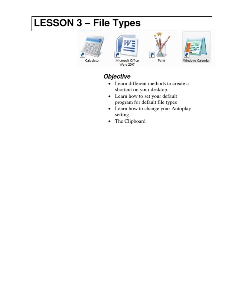 Windows File Management Lesson 3 - File Types | PDF | Computer File ...