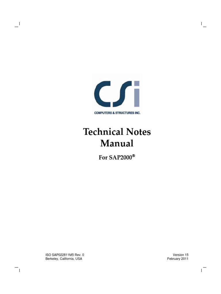 Technical Notes Manual: For SAP2000 | PDF | Copyright | Software