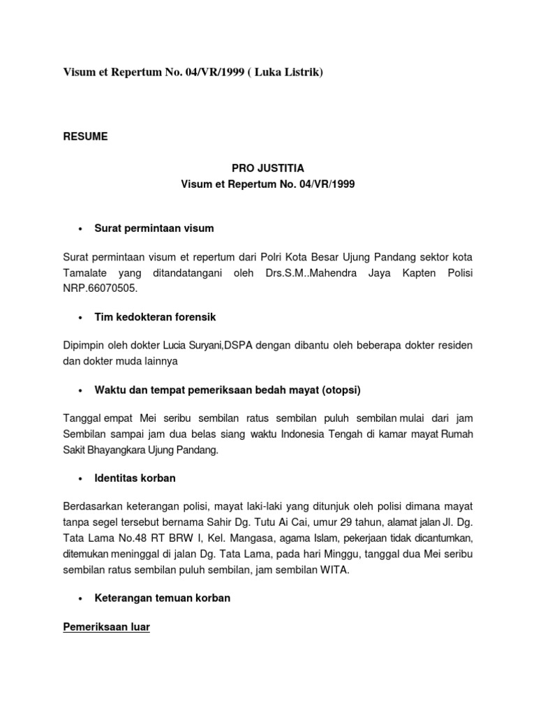 Contoh Surat Keterangan Visum Simak Gambar Berikut