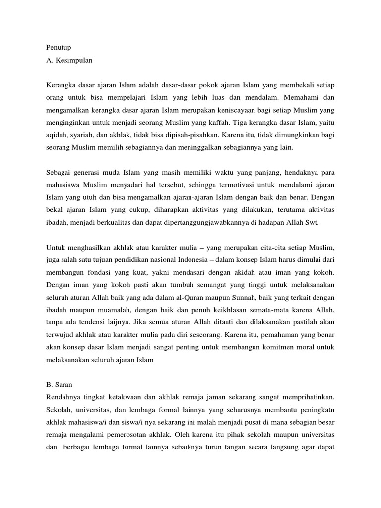 Kesimpulan Buat Penutup Makalah Agama
