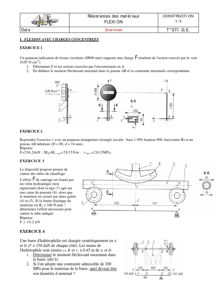 Exercices de flexion en RDM | PDF | Flexion (matériau) | Matériaux