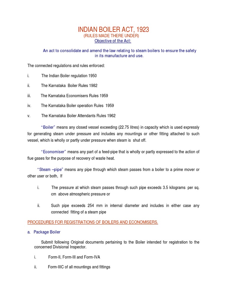 What Is Boiler Act 1923
