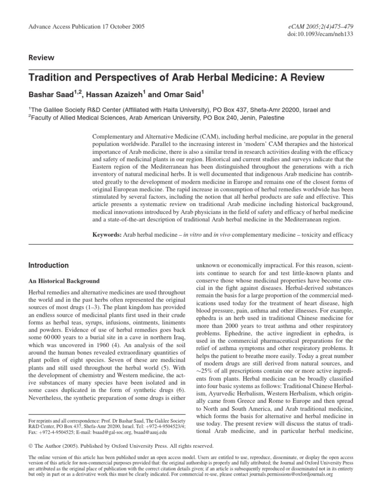 Arab Herbal Medicine Herbalism Traditional Medicine