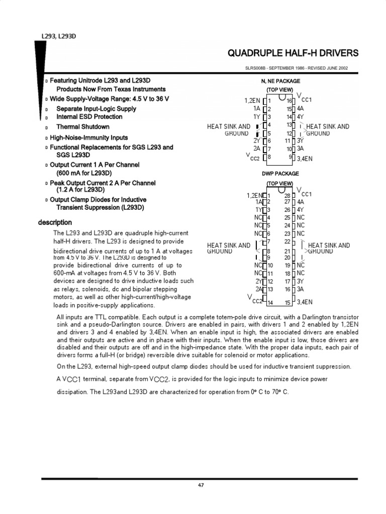 L293 D | PDF | Electronic Circuits | Electronic Engineering