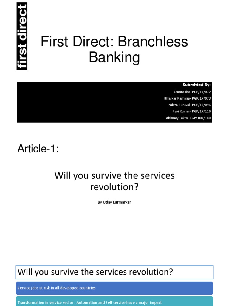 First Direct: Pioneering Branchless Banking | PDF | Offshoring ...