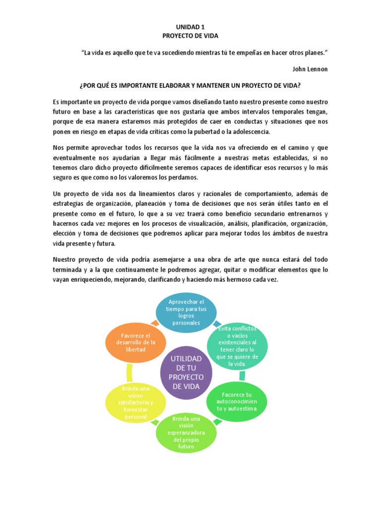 Estudiante-Unidad 1 Proyecto de Vida PDF | PDF