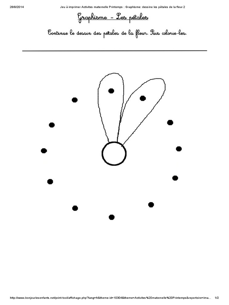Activités Moyenne Section à Imprimer Jeu À Imprimer Activites Maternelle Printemps - Graphisme - Dessine Les  Pétales de La Fleur 2 PDF | PDF