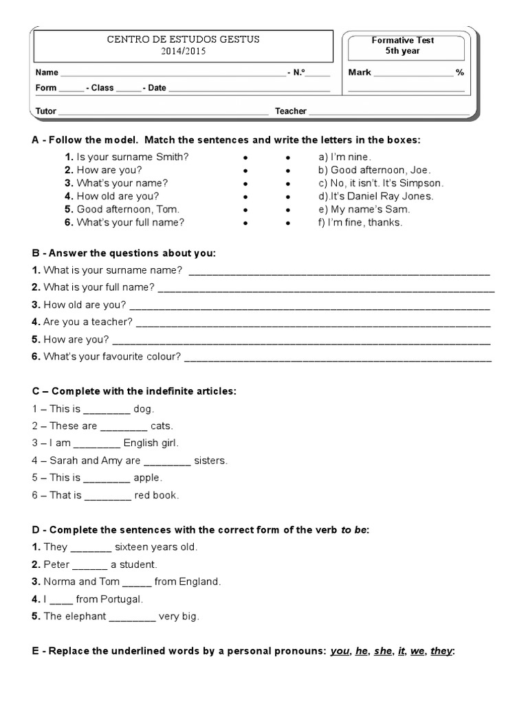 English Language Exercises for Beginners | PDF