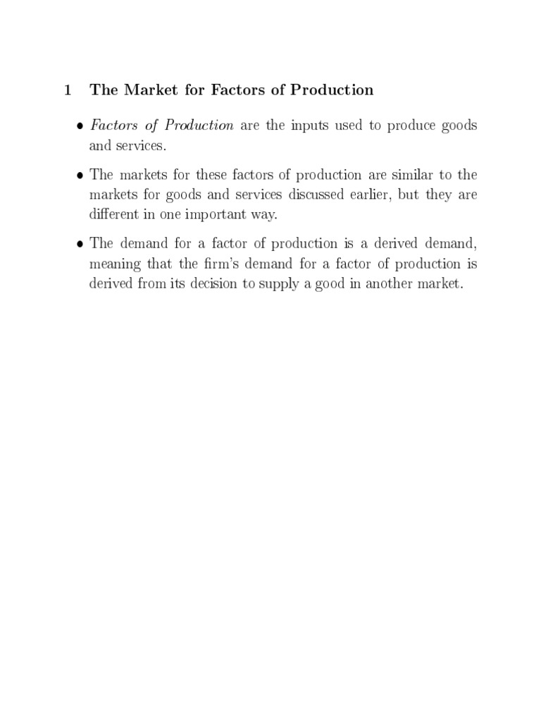 Details of FActor of Production PDF PDF Labour Economics Supply