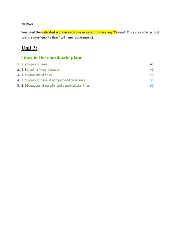 Ixl Work Unit 3 | PDF
