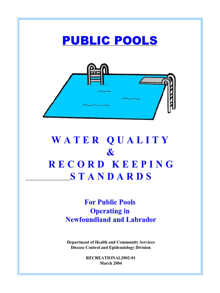 Public Pools Water Quality & Record Keeping Standards PDF Sodium