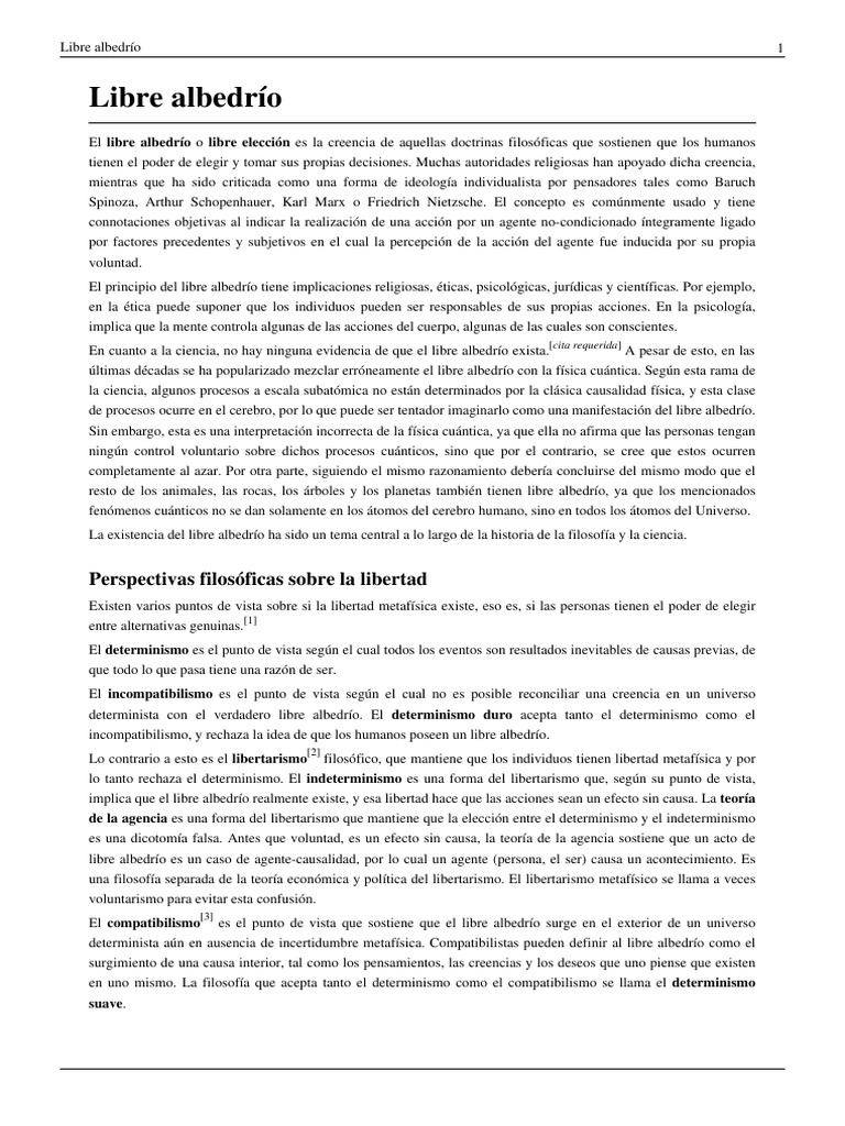 Ensayo Sobre El Libre Albedrío Arthur