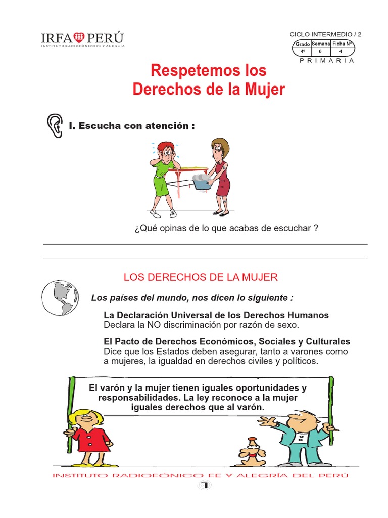 Derechos de La Mujer - Primaria PDF | PDF | Derechos de las mujeres ...