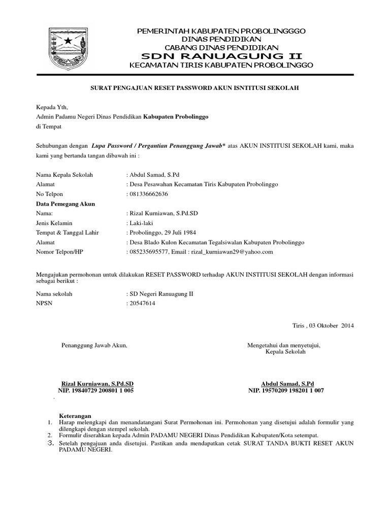 Contoh Surat Permohonan Ke Dinas Pendidikan  Kumpulan Surat Penting