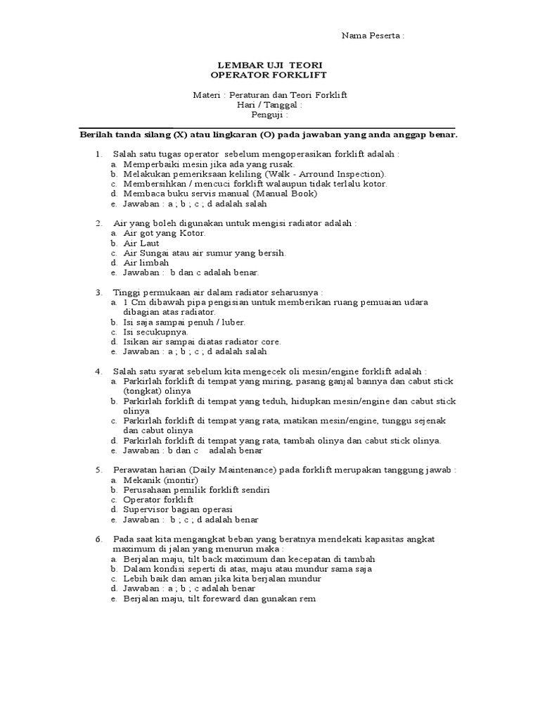 Soal Forklift