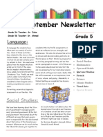 Grade 5 September Newsletter 2014
