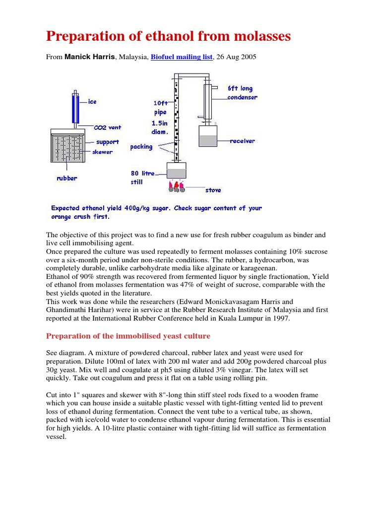 Ethanol Production from Molasses | PDF