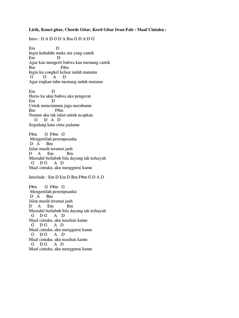 Chord And Liric Iwan Fals Pdf