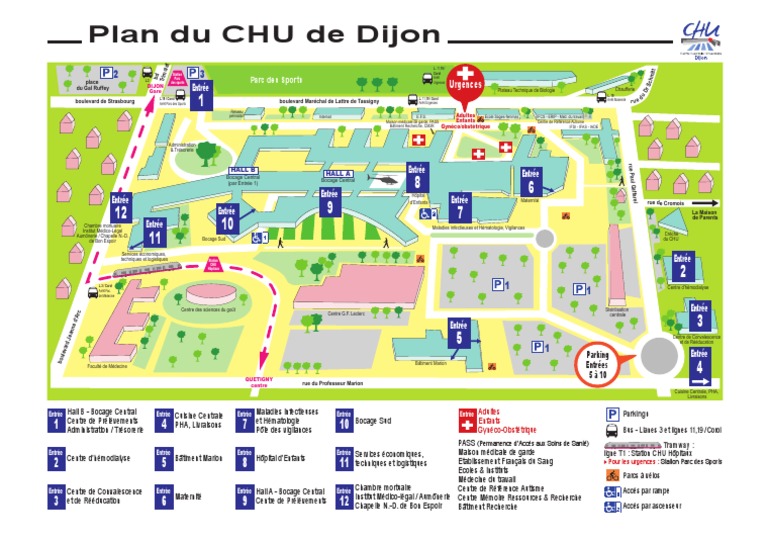 Plan du CHU de Dijon Entrée