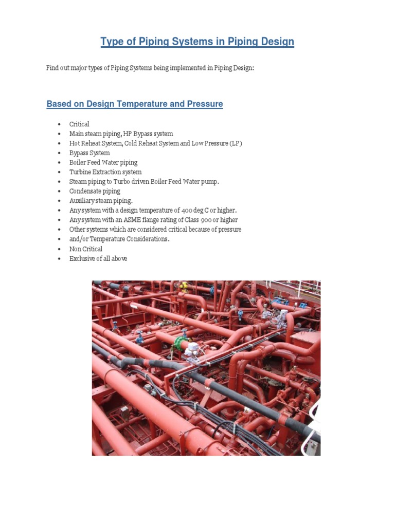 Type of Piping Systems in Piping Design PDF