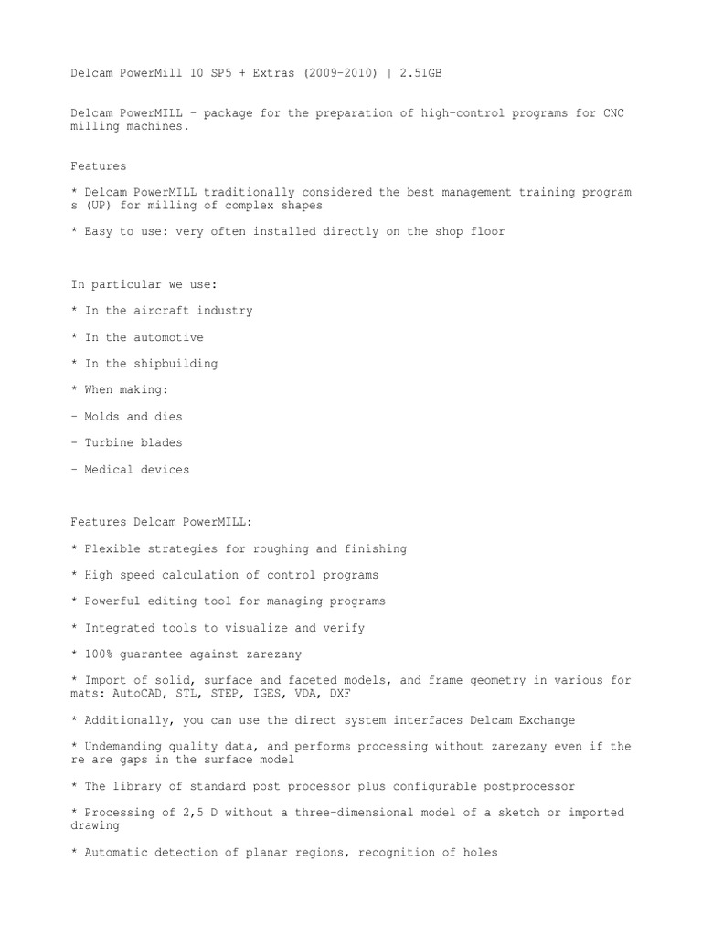 PowerMill 10 Sp5 | PDF | Windows Vista | 3 D Modeling