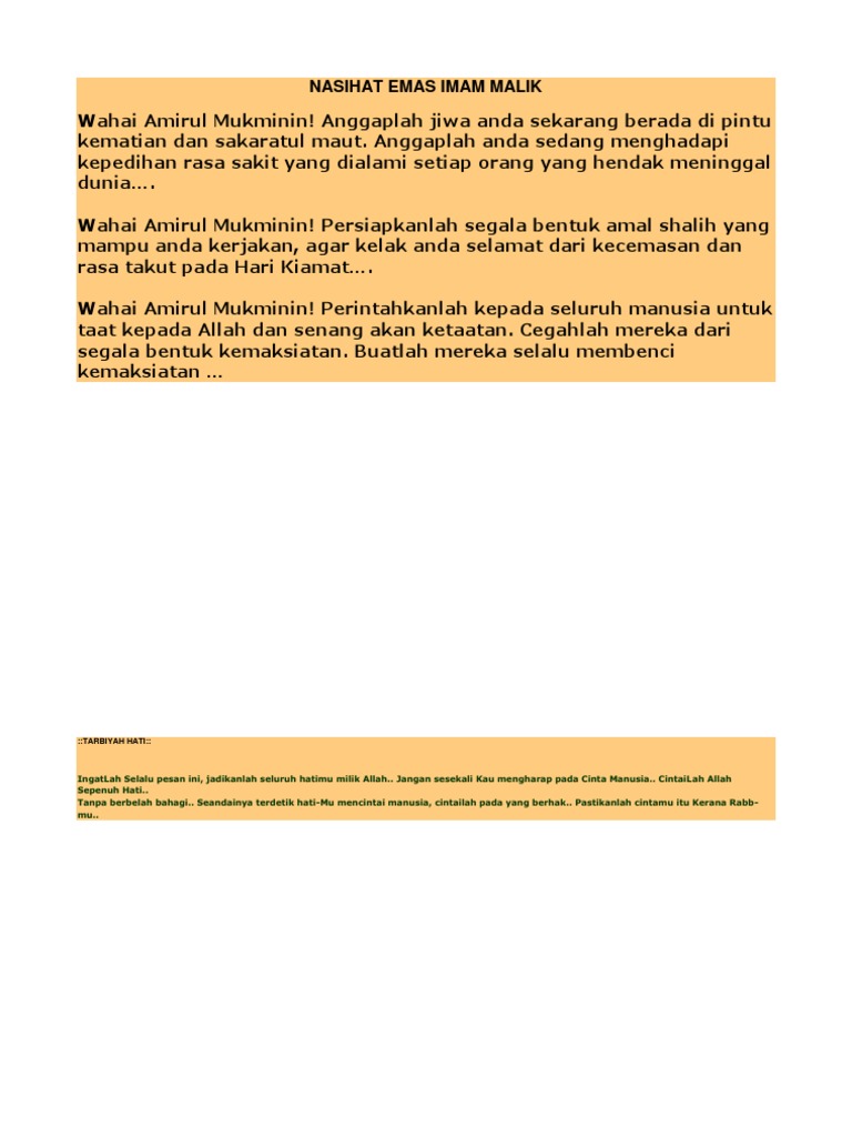 Nasihat Emas Imam Malik Pdf