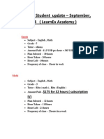 Month End Student Update - September, 2014 (Learnex Academy)
