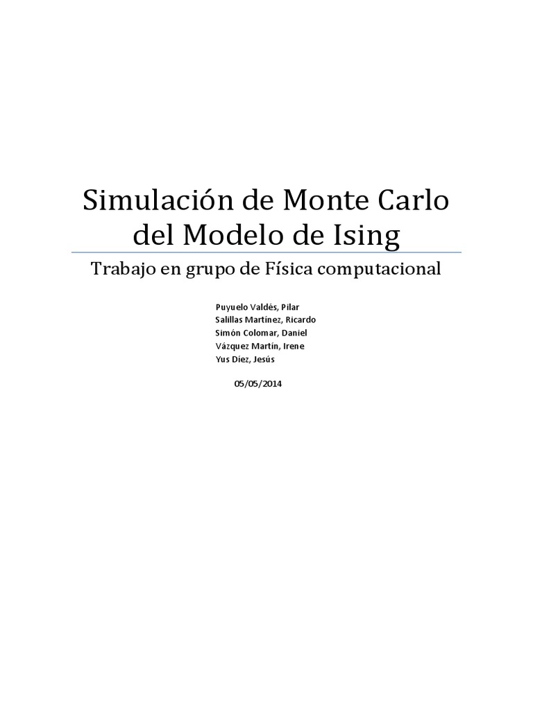 Simulación Monte Carlo del Modelo Ising | PDF | Simulación | Calor