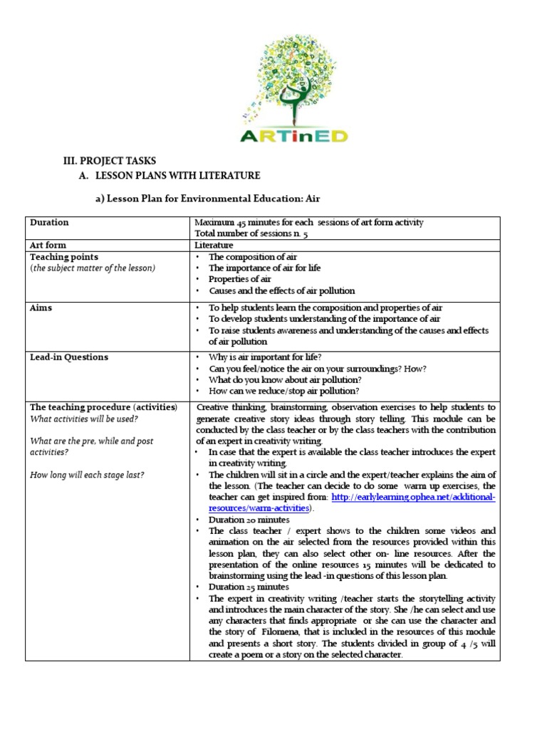 03 A Lesson Plans With Literature (Environment) | PDF | Lesson Plan ...
