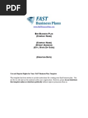 Bar Business Plan