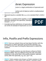 Algebraic Expressions Postfix Notation