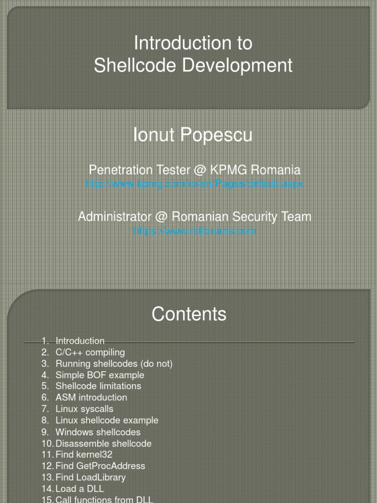 Introduction To Shellcode Development PDF System Software