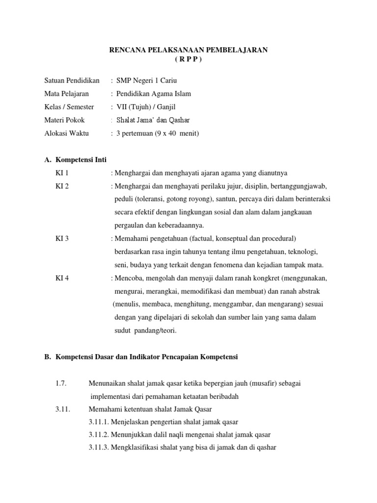 11 Rpp Mgmp Kls Vii Shalat Jamak Qashar Muh Syamsyul Wardani