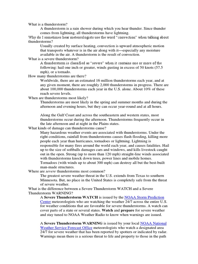 What Is A Thunderstorm Pdf Pdf Thunderstorm Severe Weather