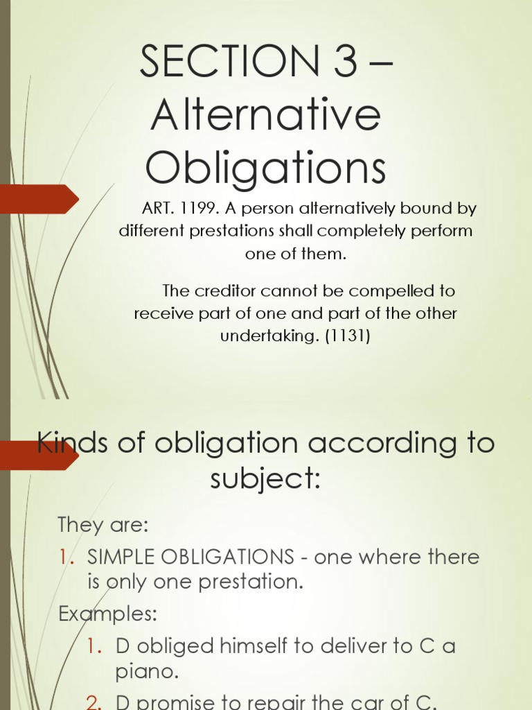 SECTION 3 Alternative Obligations Law1 PDF Rescission Indemnity
