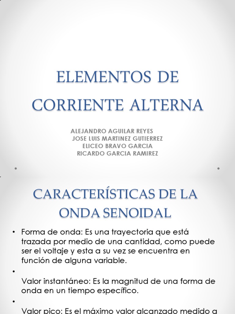 Elementos de Corriente Alterna 1 | PDF | Corriente alterna | Corriente