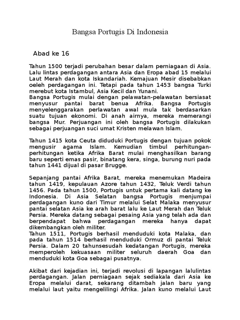 Bangsa Portugis Di Indonesiadoc