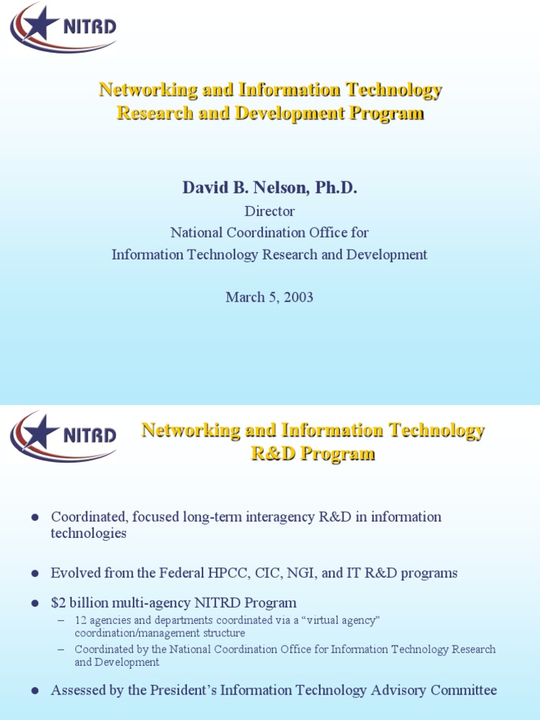 Networking and Information Technology Research and Development Program ...