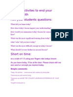 Closure Activites To End Your Lessons With Ask Your Students Questions