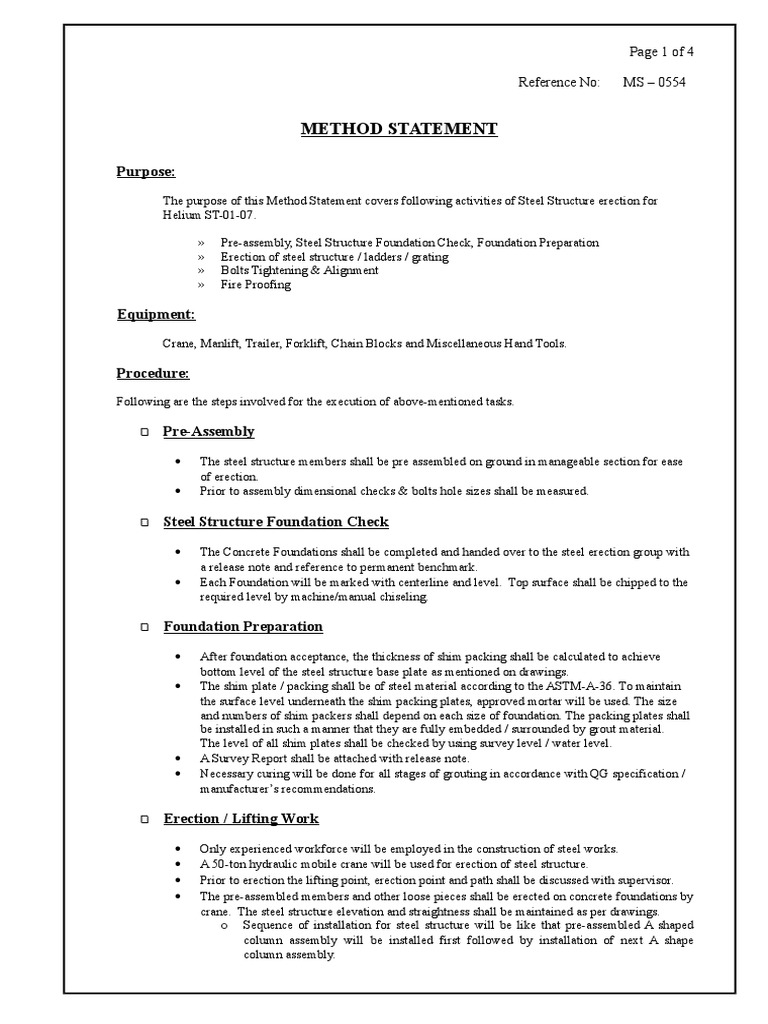 006-Sample Method Statement Structure New Works | PDF | Scaffolding ...