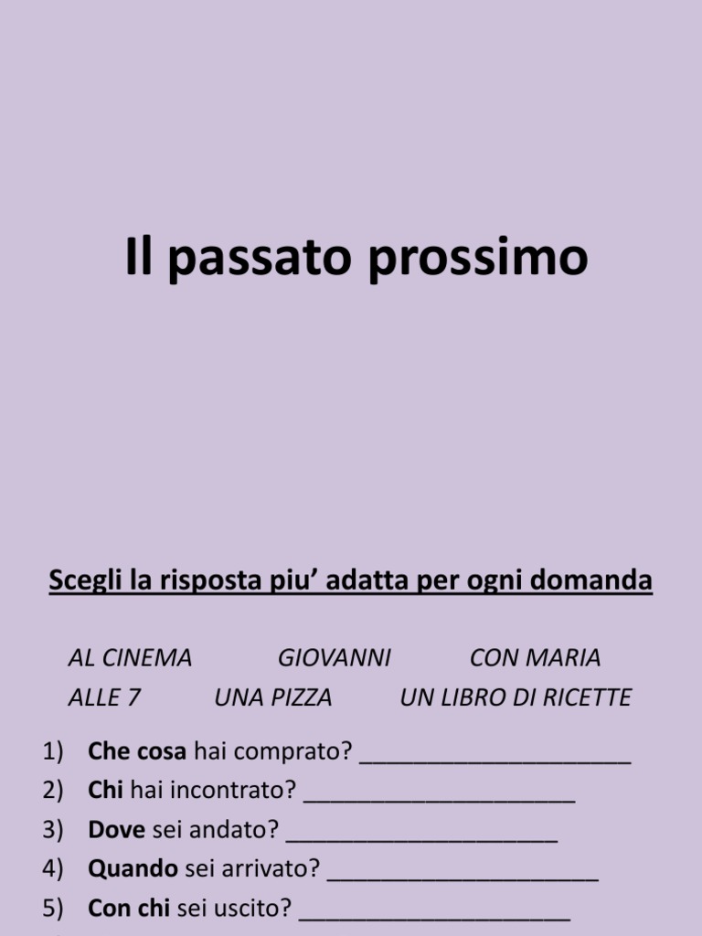 il passato prossimo