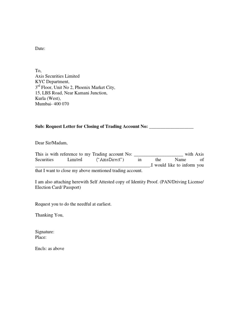 Trading Account Closure Fom | PDF