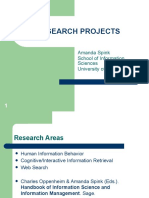 Research Projects: Amanda Spink School of Information Sciences University of Pittsburgh