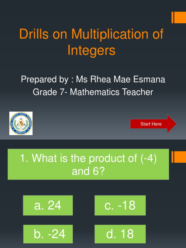 Integer Multiplication Drills for Grade 7 | PDF | Language Arts ...
